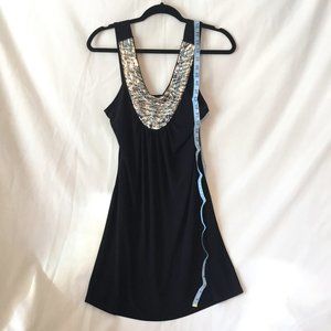 Taboo Black Stretch & Silver Sequin Tunic Bodycon